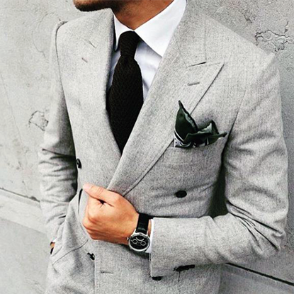 Picture of Double-breasted light grey two-piece suit