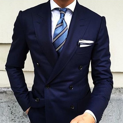 Picture of Double-Breasted Dark Navy Blue Two-Piece Suit