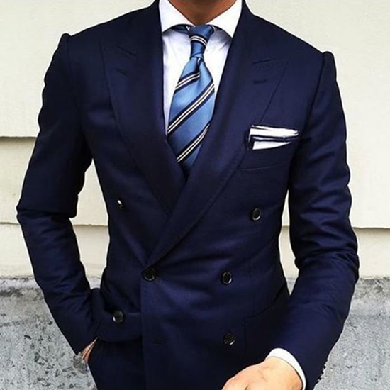 Double Breasted Dark Navy Blue Two Piece Suit | For £299 | THE DROP