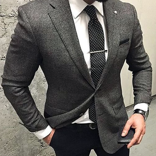Dark Grey Blazer Matching Shirt and Pants