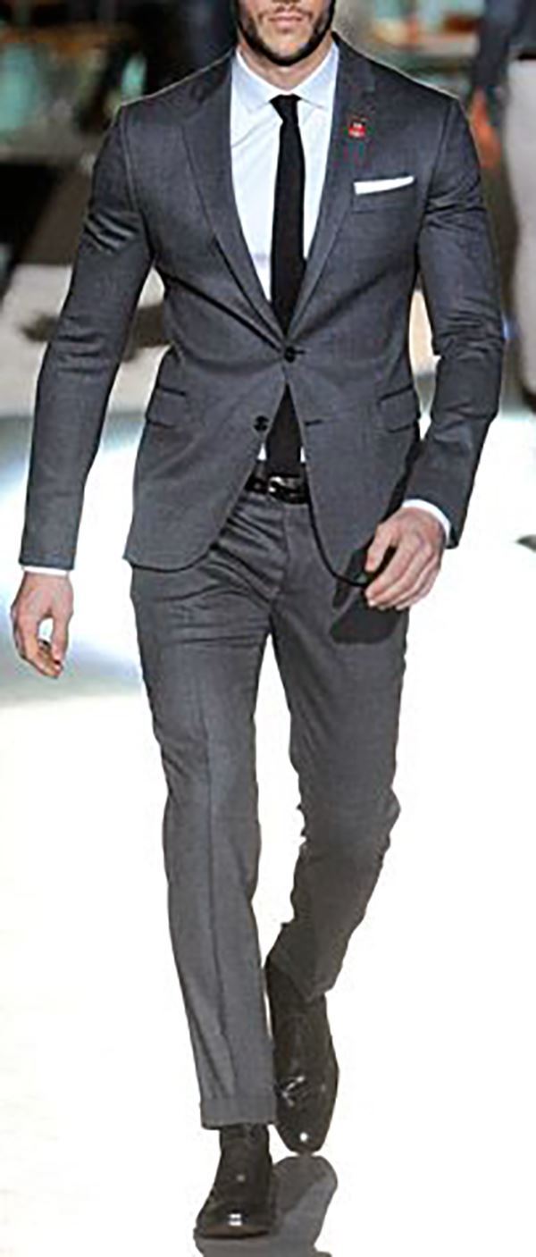 Charcoal gray two-piece suit, two piece suit 