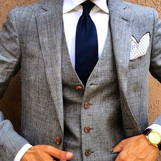 Picture of Grey textured three-piece suit