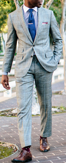 Picture of Grey checked two-piece suit