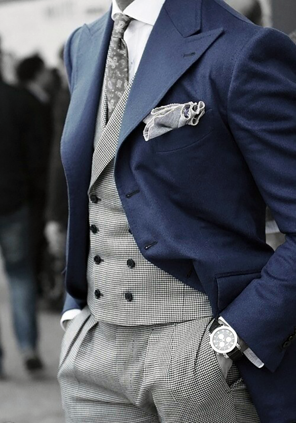 Picture of Dogtooth Suit with Navy Jacket