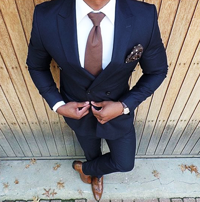 Picture of Skinny fit navy blue two-piece suit