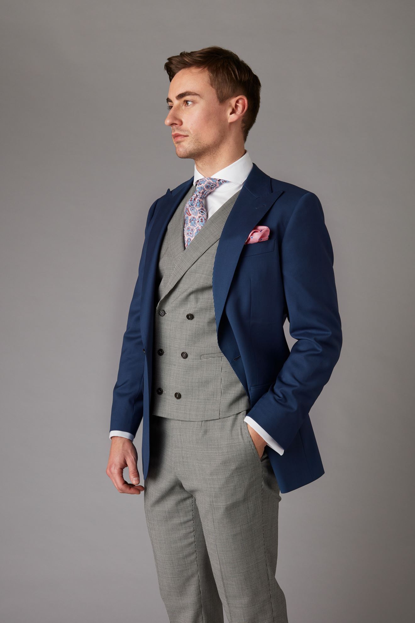 Picture of Dogtooth Suit with Navy Jacket