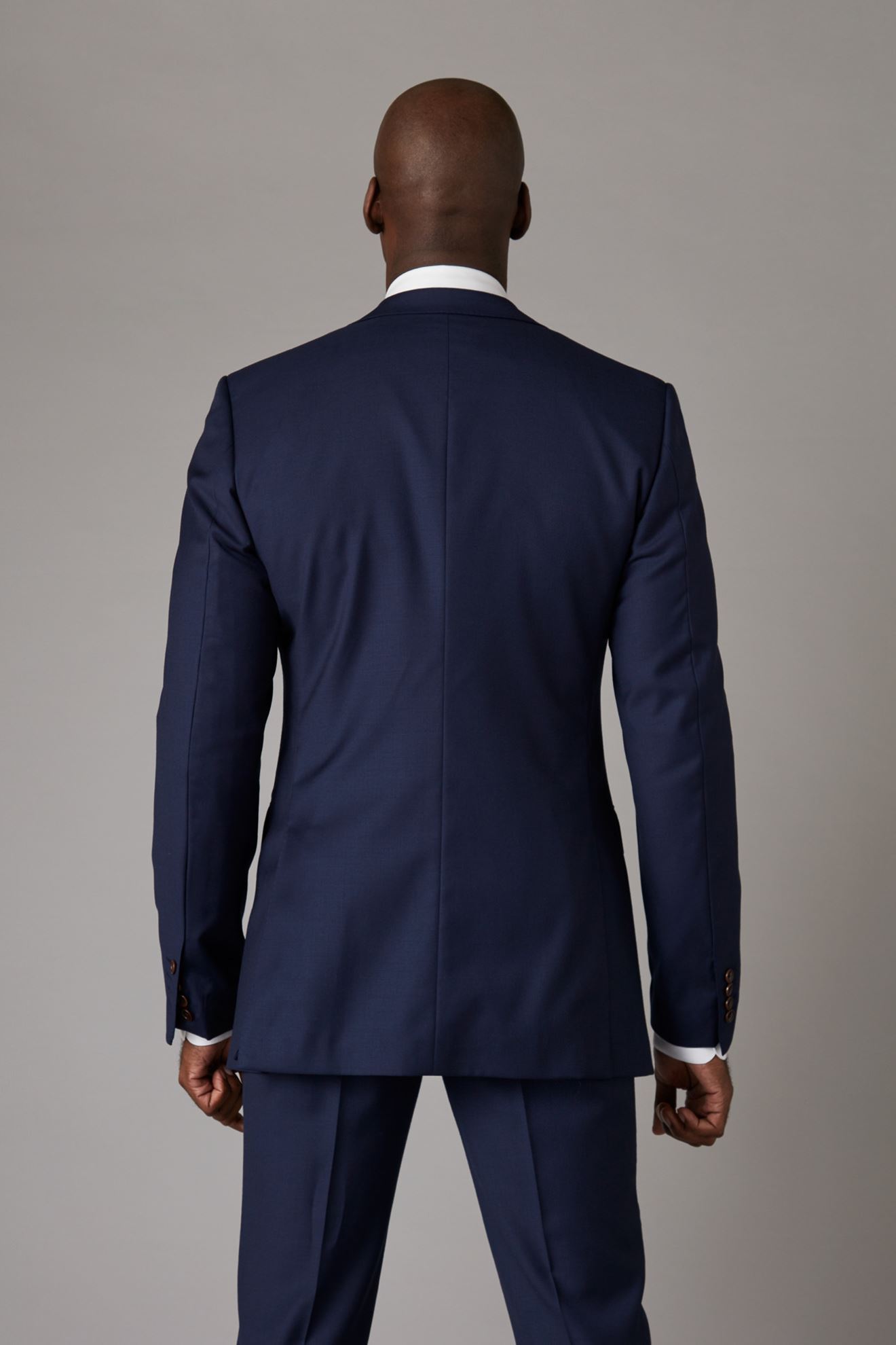 Picture of Mixed fabric navy blue and grey three-piece suit