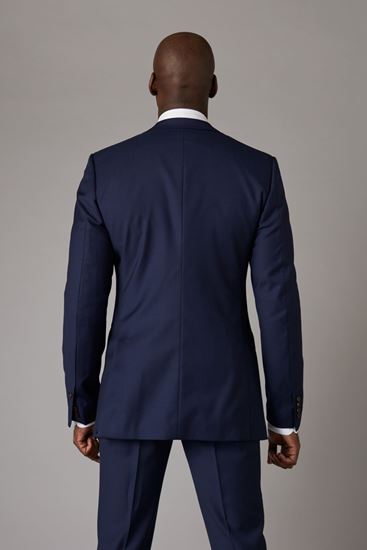 Mixed fabric navy blue and grey three-piece suit