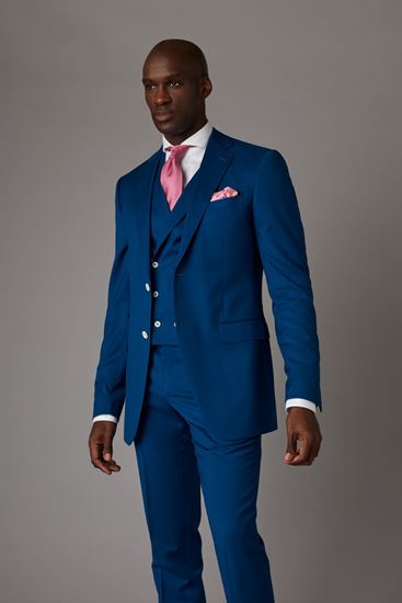 Picture of Blue three-piece with double breasted waistcoat