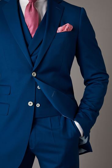 Picture of Blue three-piece with double breasted waistcoat