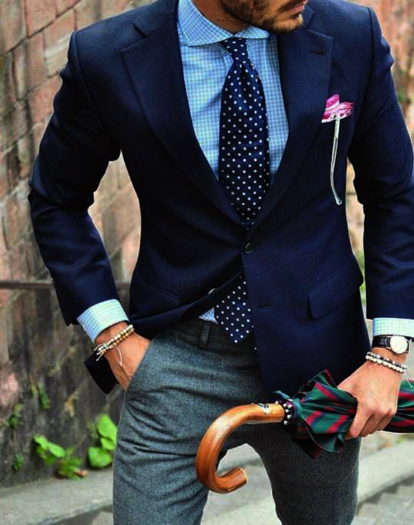 Adding interest to a navy blazer and grey trousers  Permanent Style