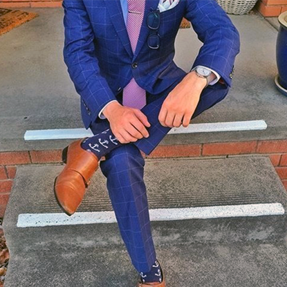 Picture of Blue checked two-piece suit