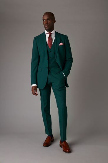 Green color best sale three piece suit